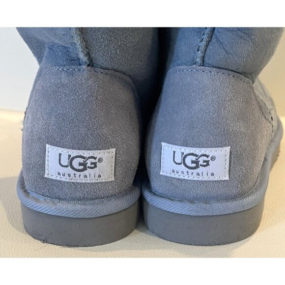 UGG Classic Short Aqua Sea Suede Leather Sheepskin Pull On Boots - Picture 7 of 9